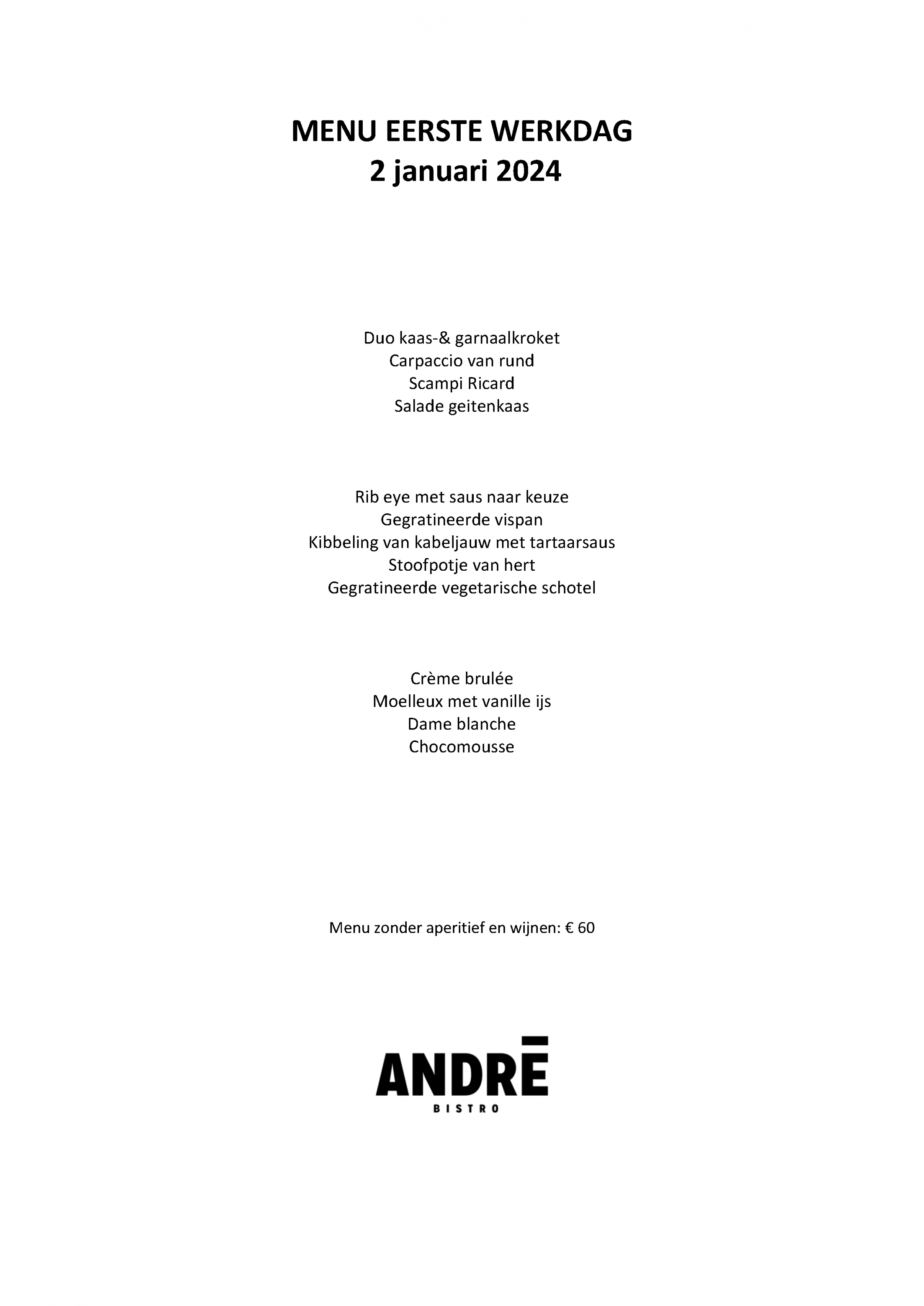 Menu eerste werkdag